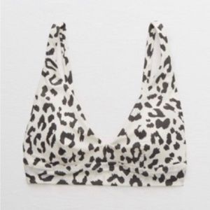 Aerie Leopard Longline V Scoop Bikini Top